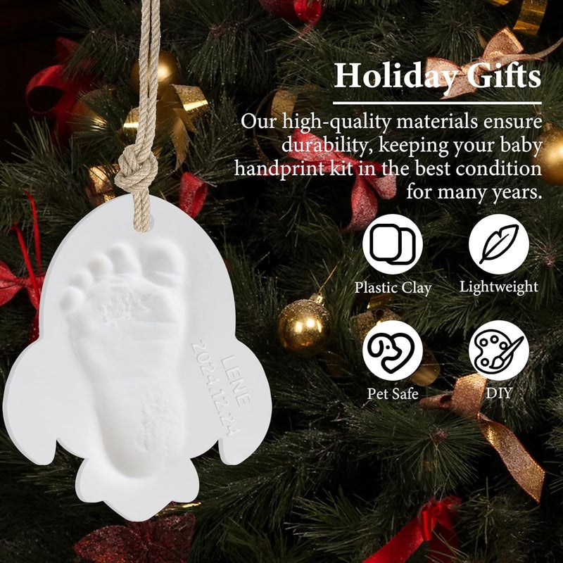 kimitimi Baby Handprint Footprint Keepsake Ornament Kit, Personalized Baby Foot Printing Kit for Newborn Clay Impression Handmade DIY Imagination to Create - Image 3
